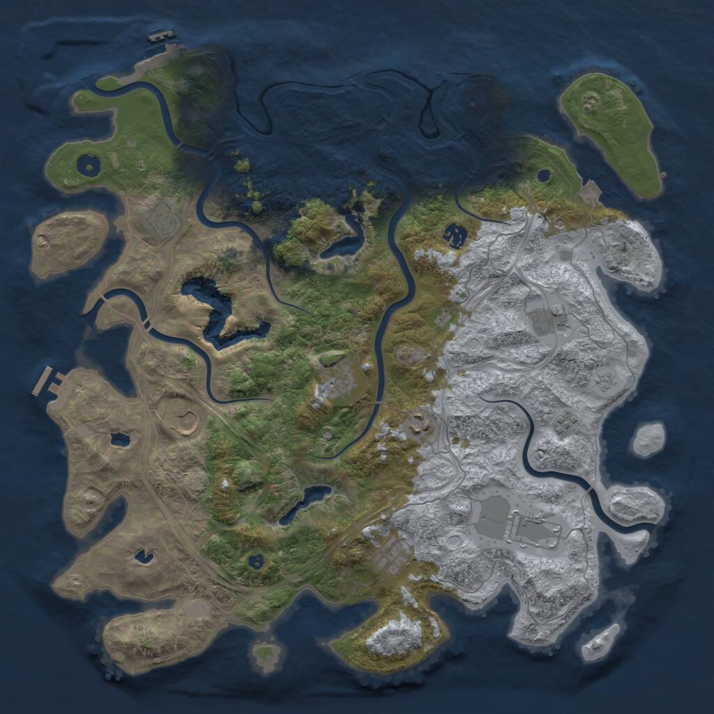 Rust Map: Procedural Map, Size: 4500, Seed: 252525, 15 Monuments