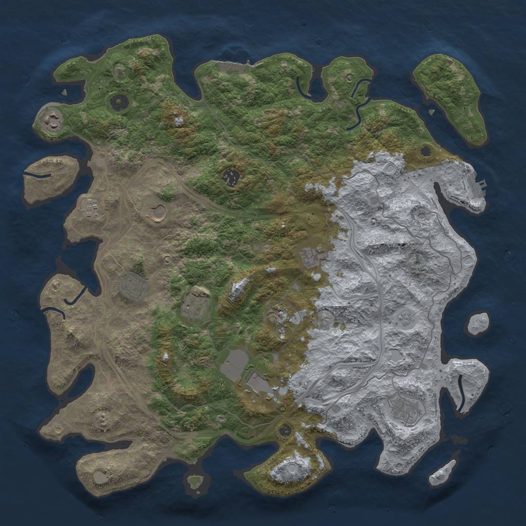 Rust Map: Procedural Map, Size: 4500, Seed: 252525, 19 Monuments