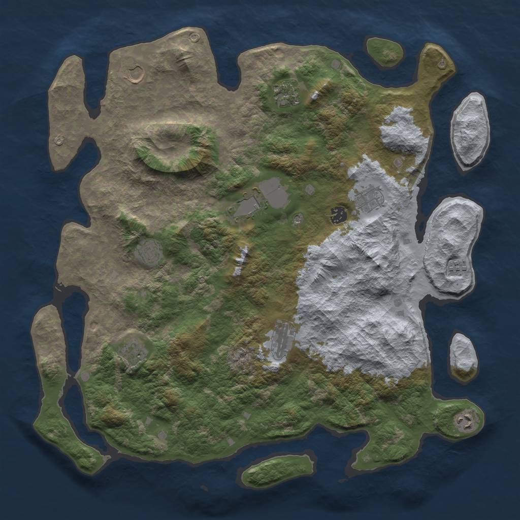 Rust Map: Barren, Size: 4500, Seed: 1900315091, 13 Monuments