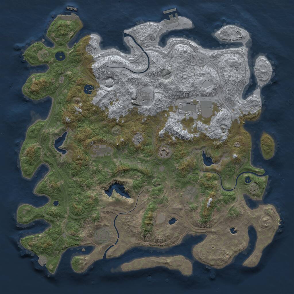 Rust Map: Procedural Map, Size: 4500, Seed: 125917057, 14 Monuments