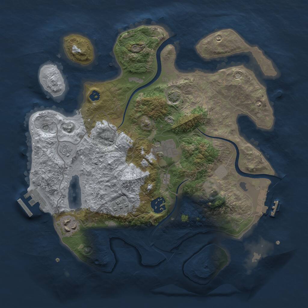 Rust Map: Procedural Map, Size: 3000, Seed: 68398, 10 Monuments