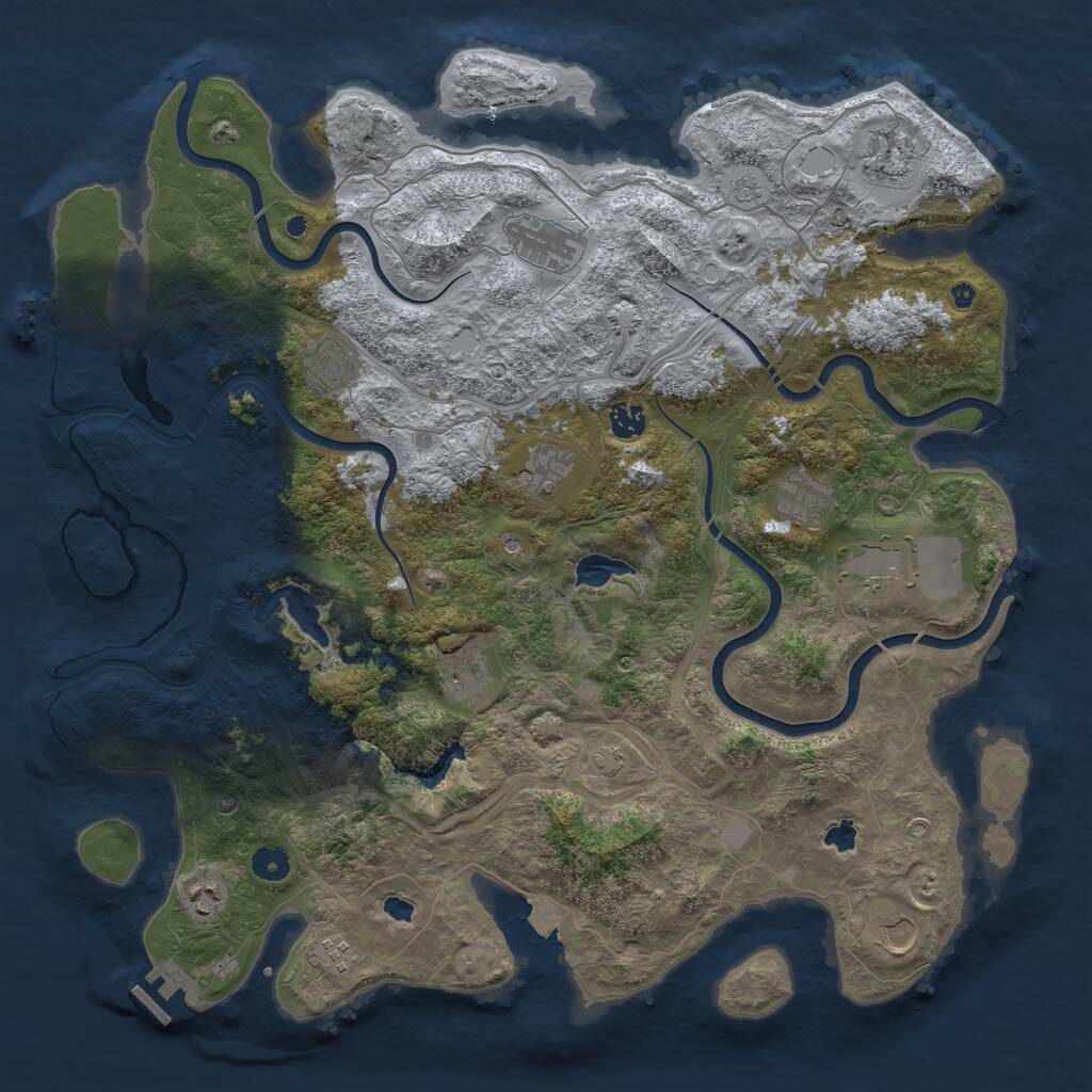 Rust Map: Procedural Map, Size: 4500, Seed: 278803168, 17 Monuments