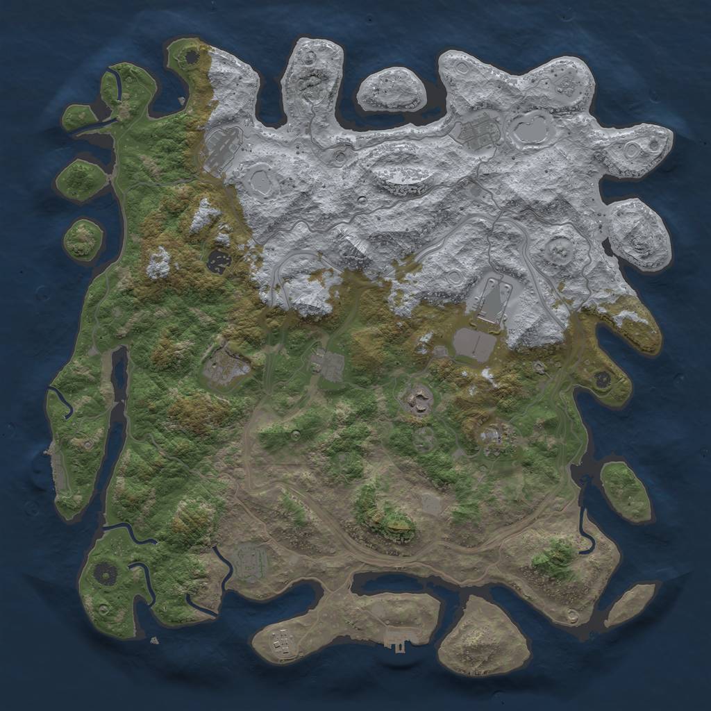 Rust Map: Procedural Map, Size: 4500, Seed: 1094101284, 19 Monuments
