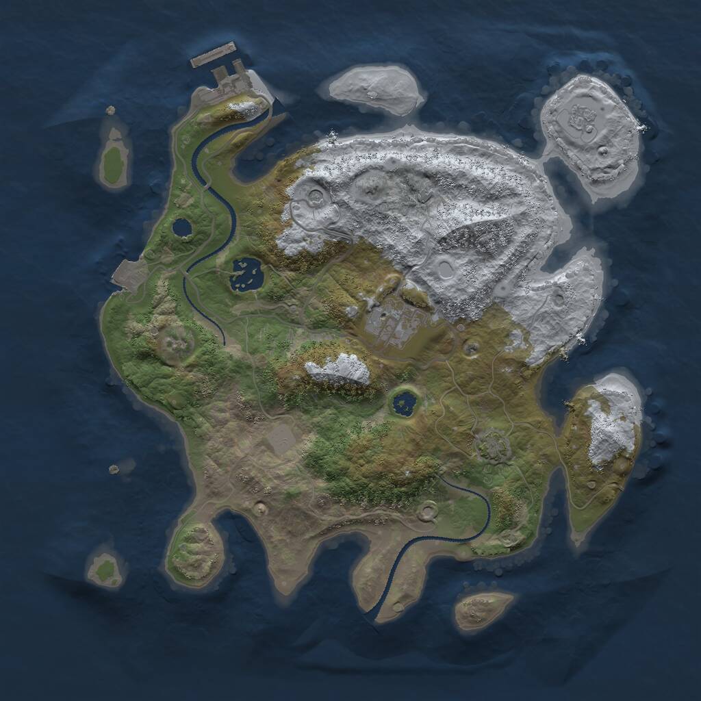 Rust Map: Procedural Map, Size: 3000, Seed: 1254083739, 7 Monuments