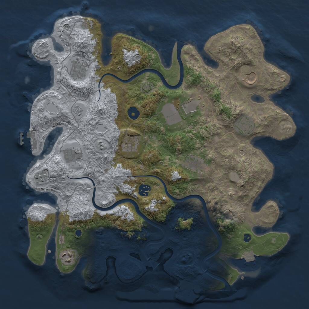 Rust Map: Procedural Map, Size: 3800, Seed: 1796, 16 Monuments