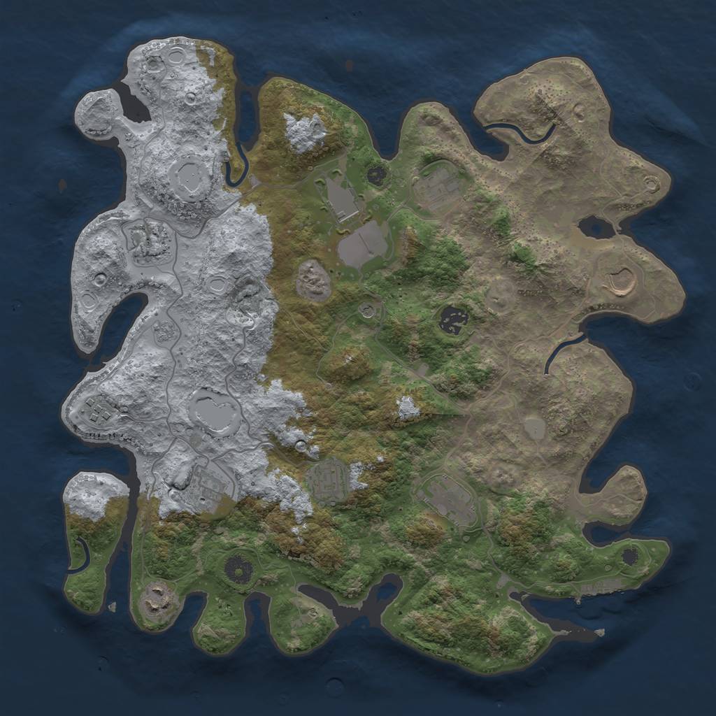 Rust Map: Procedural Map, Size: 3800, Seed: 1796, 18 Monuments