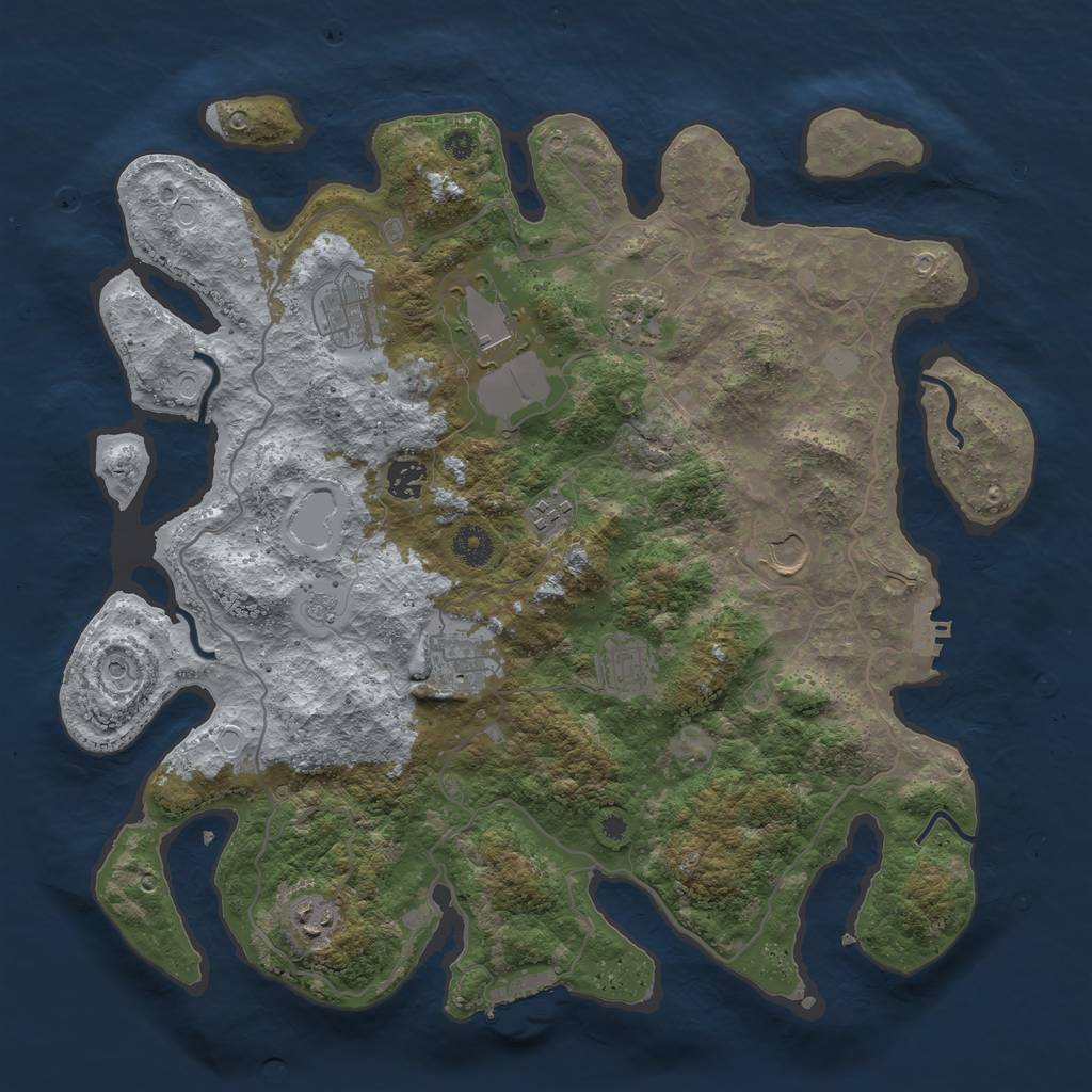 Rust Map: Procedural Map, Size: 4000, Seed: 270310820, 18 Monuments