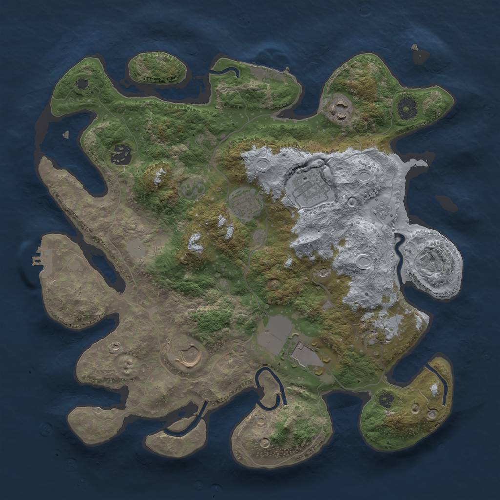 Rust Map: Procedural Map, Size: 3500, Seed: 90801, 16 Monuments