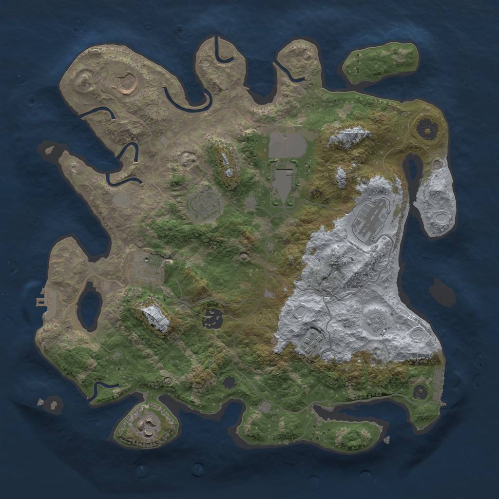 Rust Map: Procedural Map, Size: 3500, Seed: 71000649, 16 Monuments