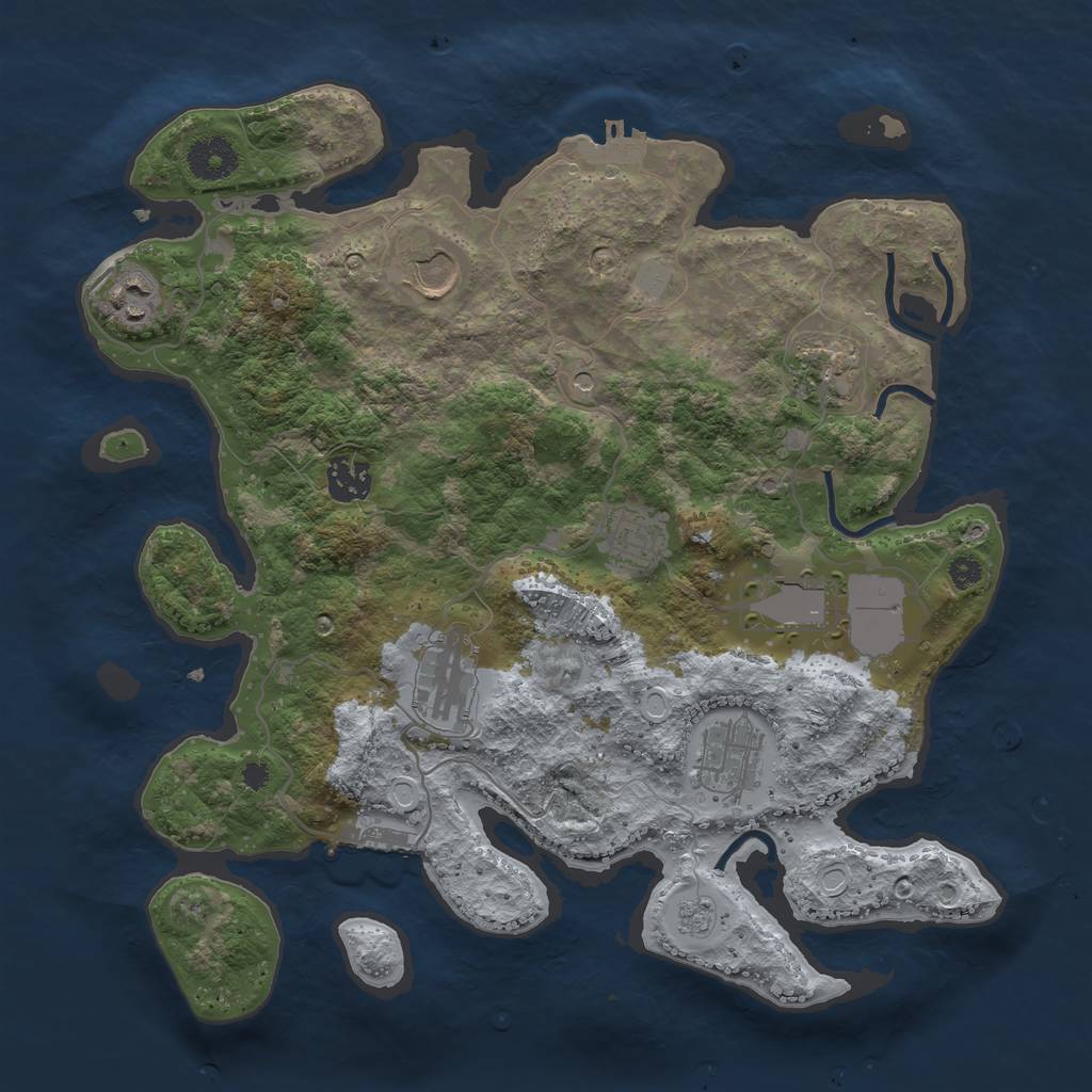 Rust Map: Procedural Map, Size: 3500, Seed: 436408081, 17 Monuments