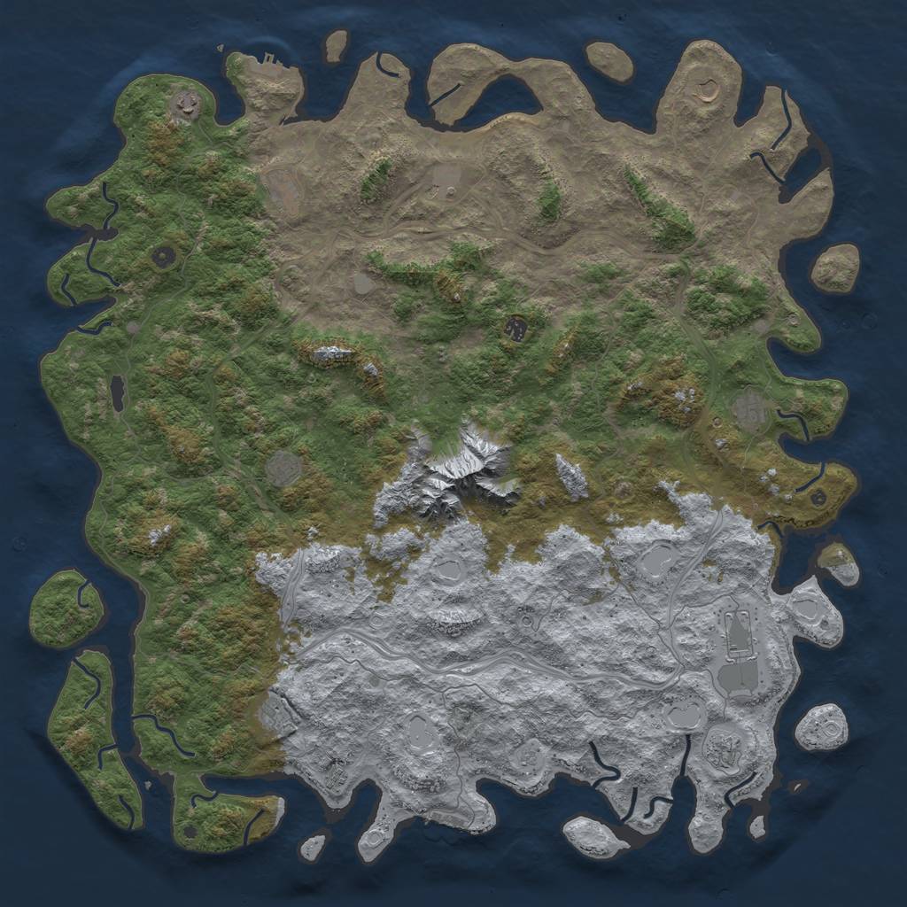 Rust Map: Procedural Map, Size: 6000, Seed: 119328090, 20 Monuments