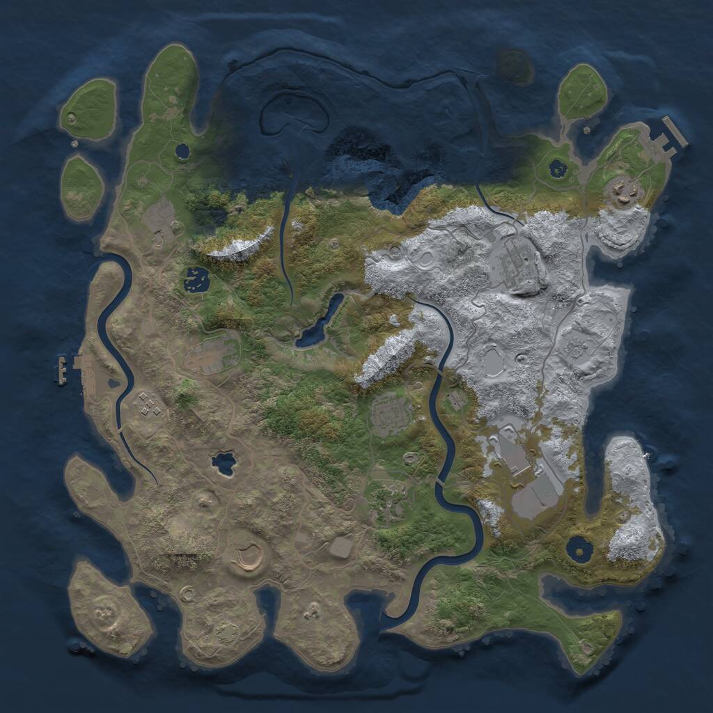 Rust Map: Procedural Map, Size: 4000, Seed: 1782973227, 16 Monuments