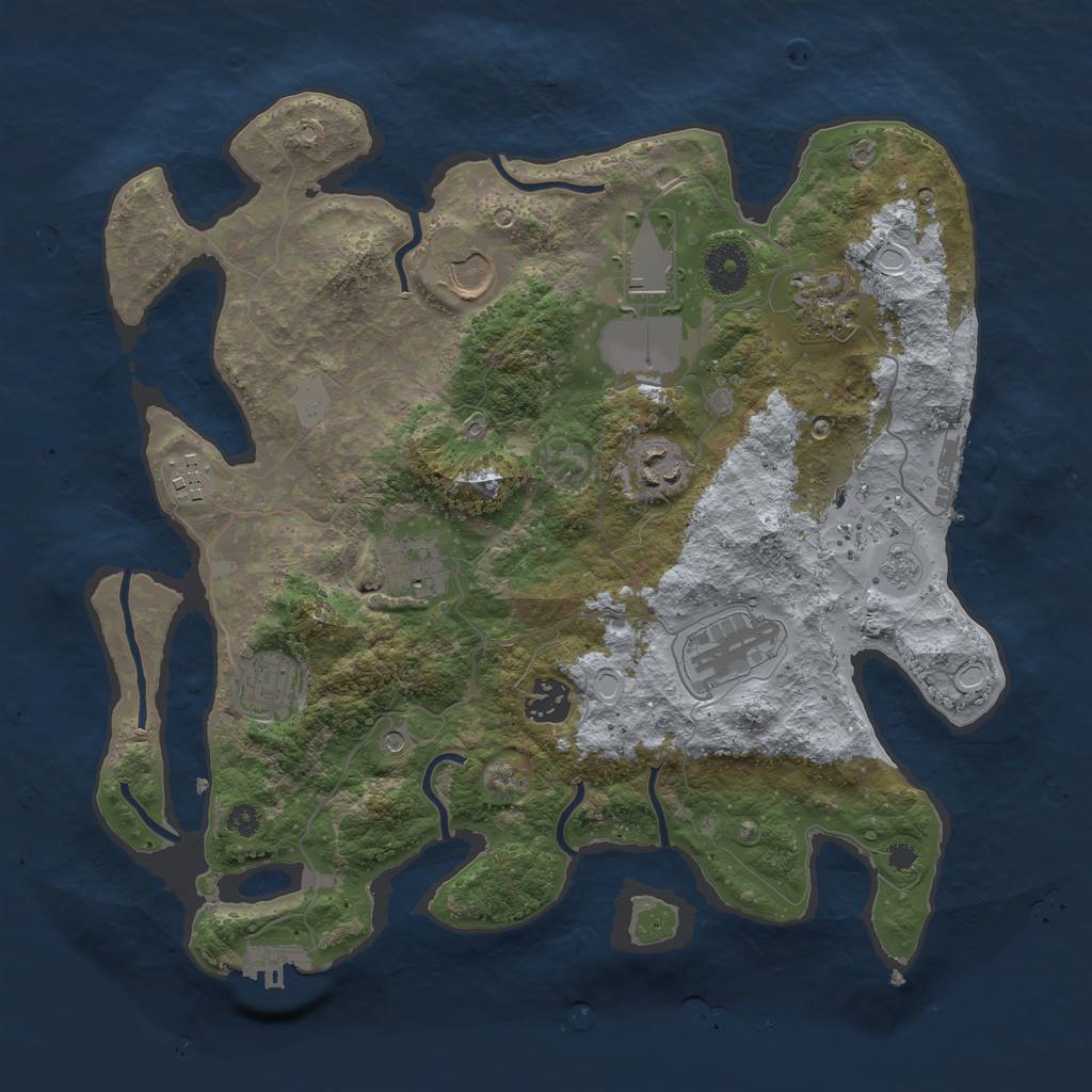 Rust Map: Procedural Map, Size: 3500, Seed: 5448, 18 Monuments