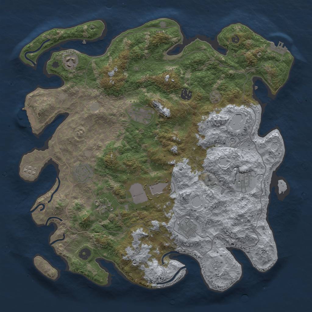 Rust Map: Procedural Map, Size: 4000, Seed: 585858, 18 Monuments
