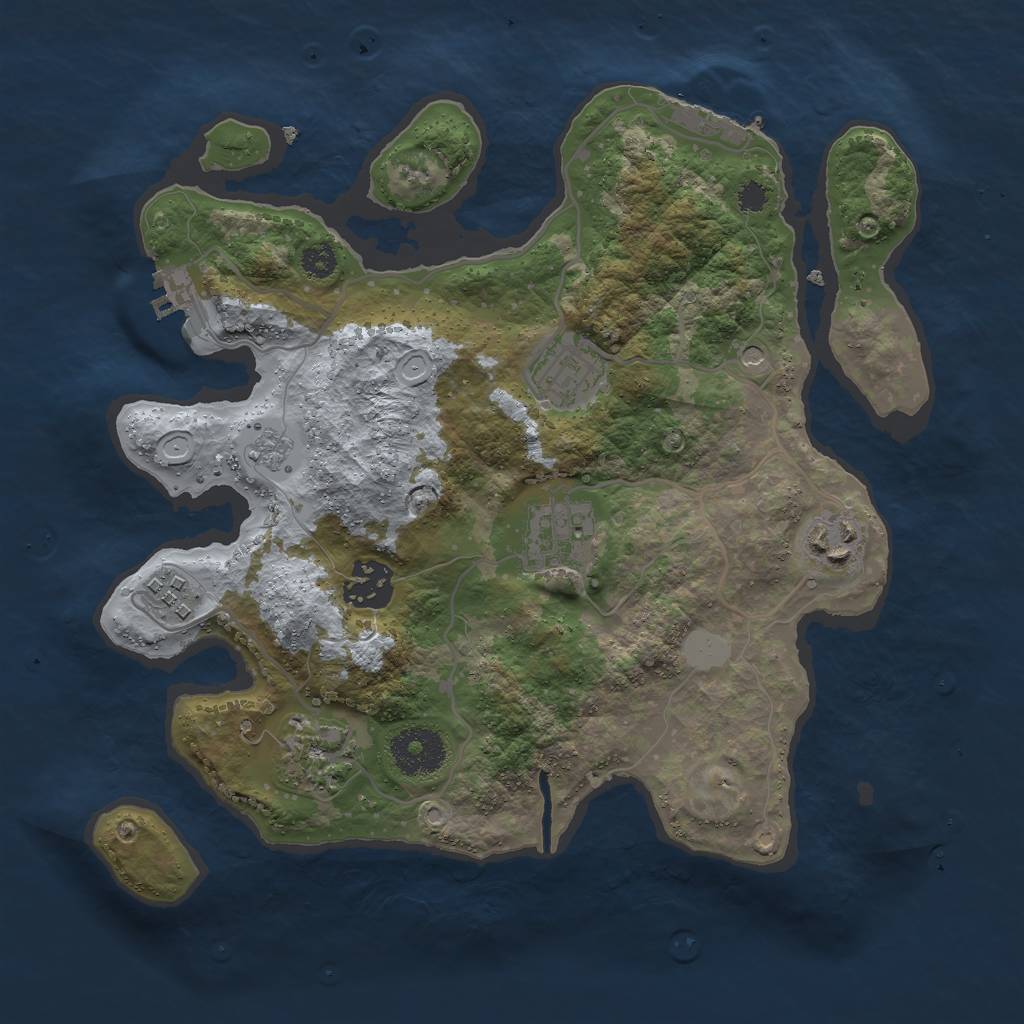Rust Map: Procedural Map, Size: 3000, Seed: 74216, 15 Monuments