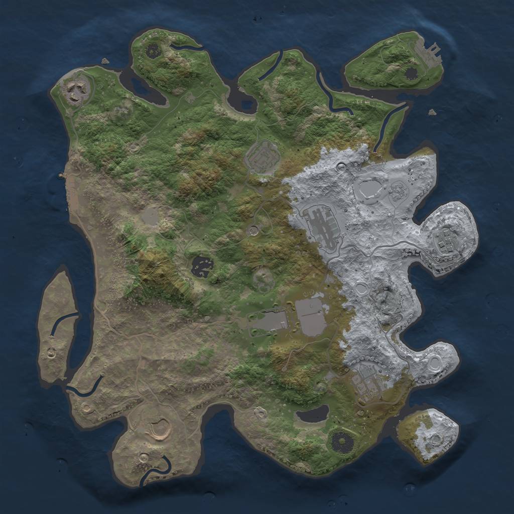 Rust Map: Procedural Map, Size: 3500, Seed: 16861318, 17 Monuments