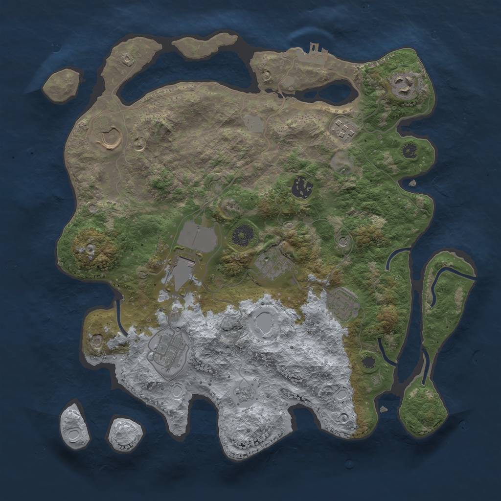 Rust Map: Procedural Map, Size: 3500, Seed: 2112888, 16 Monuments