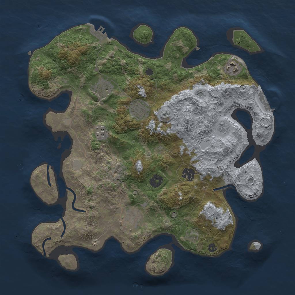 Rust Map: Procedural Map, Size: 3400, Seed: 69696969, 15 Monuments