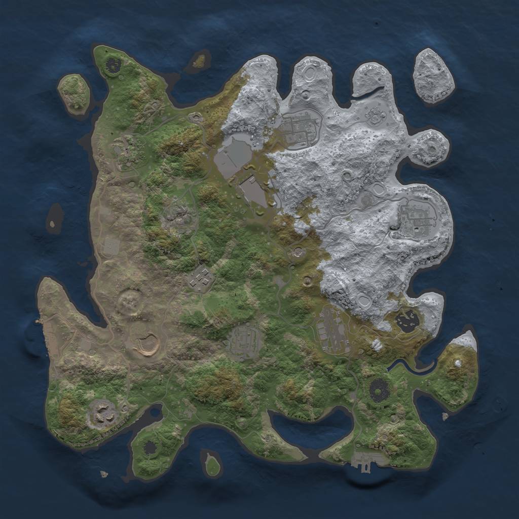 Rust Map: Procedural Map, Size: 3500, Seed: 48788492, 19 Monuments