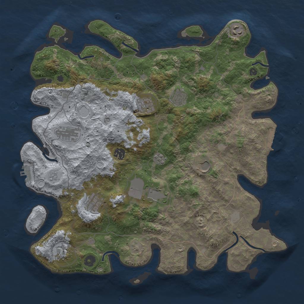 Rust Map: Procedural Map, Size: 4000, Seed: 934226580, 19 Monuments