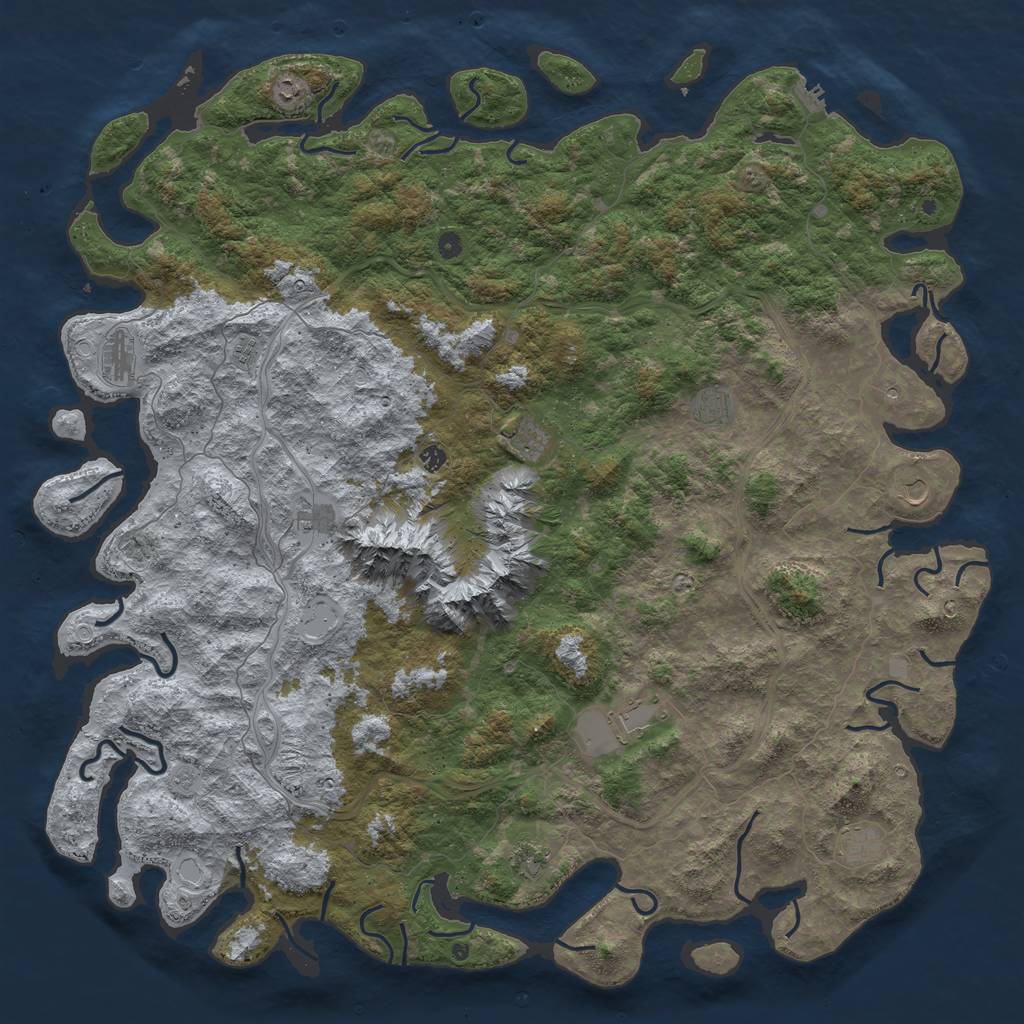 Rust Map: Procedural Map, Size: 6000, Seed: 694424260, 19 Monuments