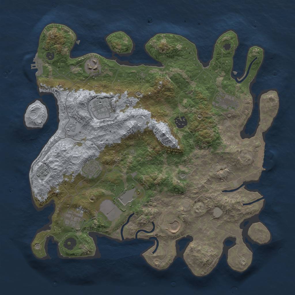 Rust Map: Procedural Map, Size: 3600, Seed: 68142055, 18 Monuments