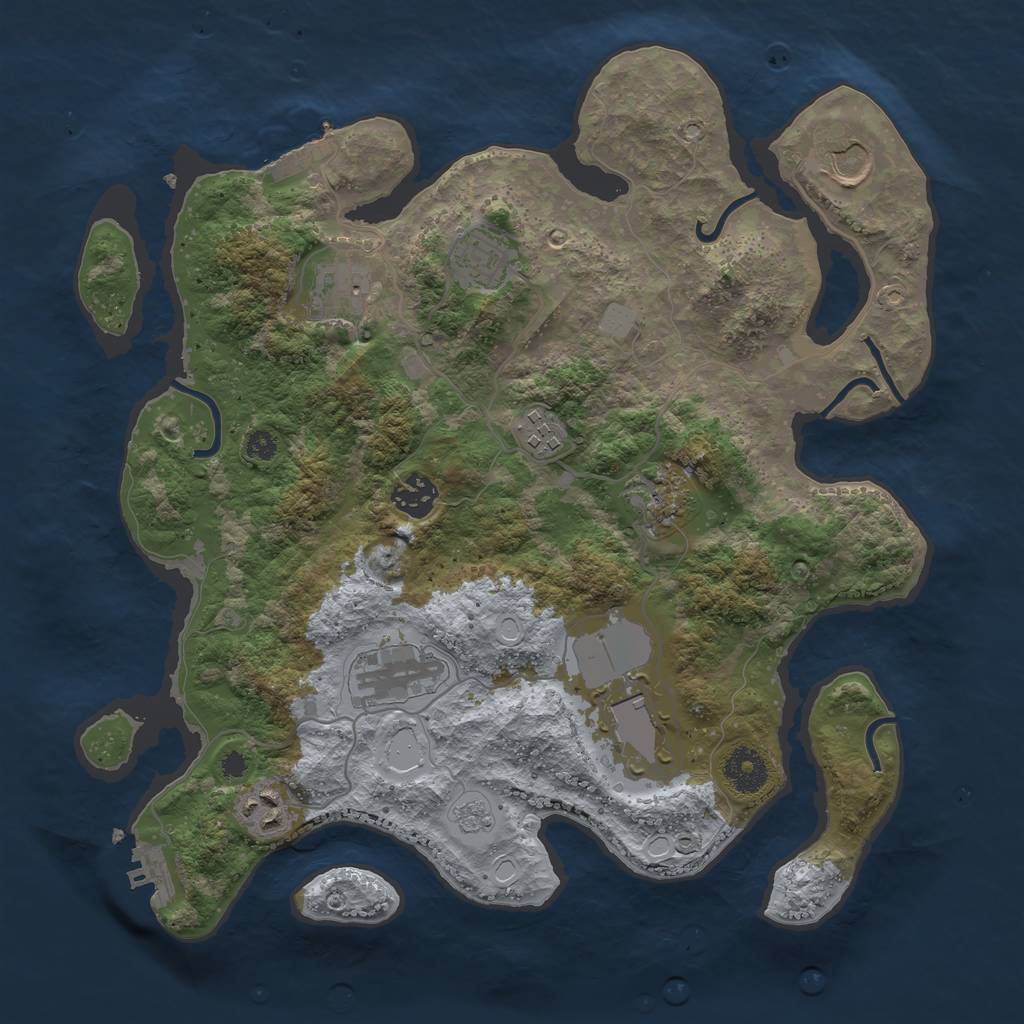 Rust Map: Procedural Map, Size: 3500, Seed: 732118907, 17 Monuments