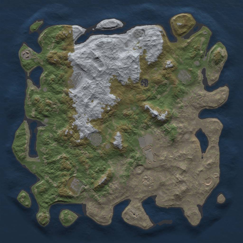 Rust Map: Barren, Size: 4500, Seed: 123456789, 13 Monuments
