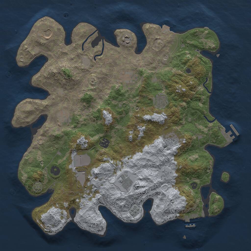 Rust Map: Procedural Map, Size: 3900, Seed: 7121985, 16 Monuments