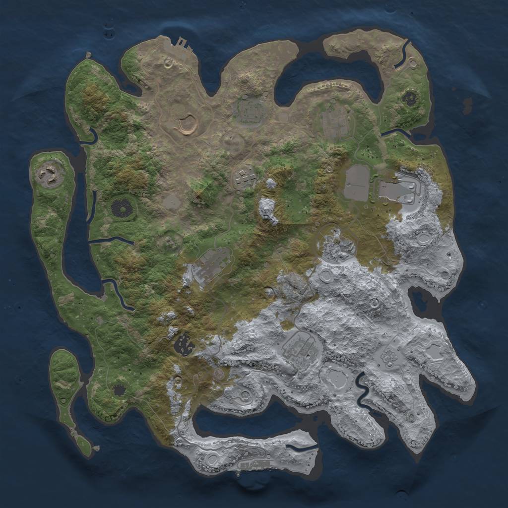 Rust Map: Procedural Map, Size: 3750, Seed: 288076433, 19 Monuments