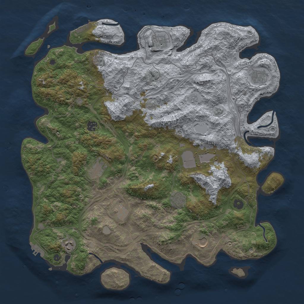Rust Map: Procedural Map, Size: 4500, Seed: 3333, 19 Monuments