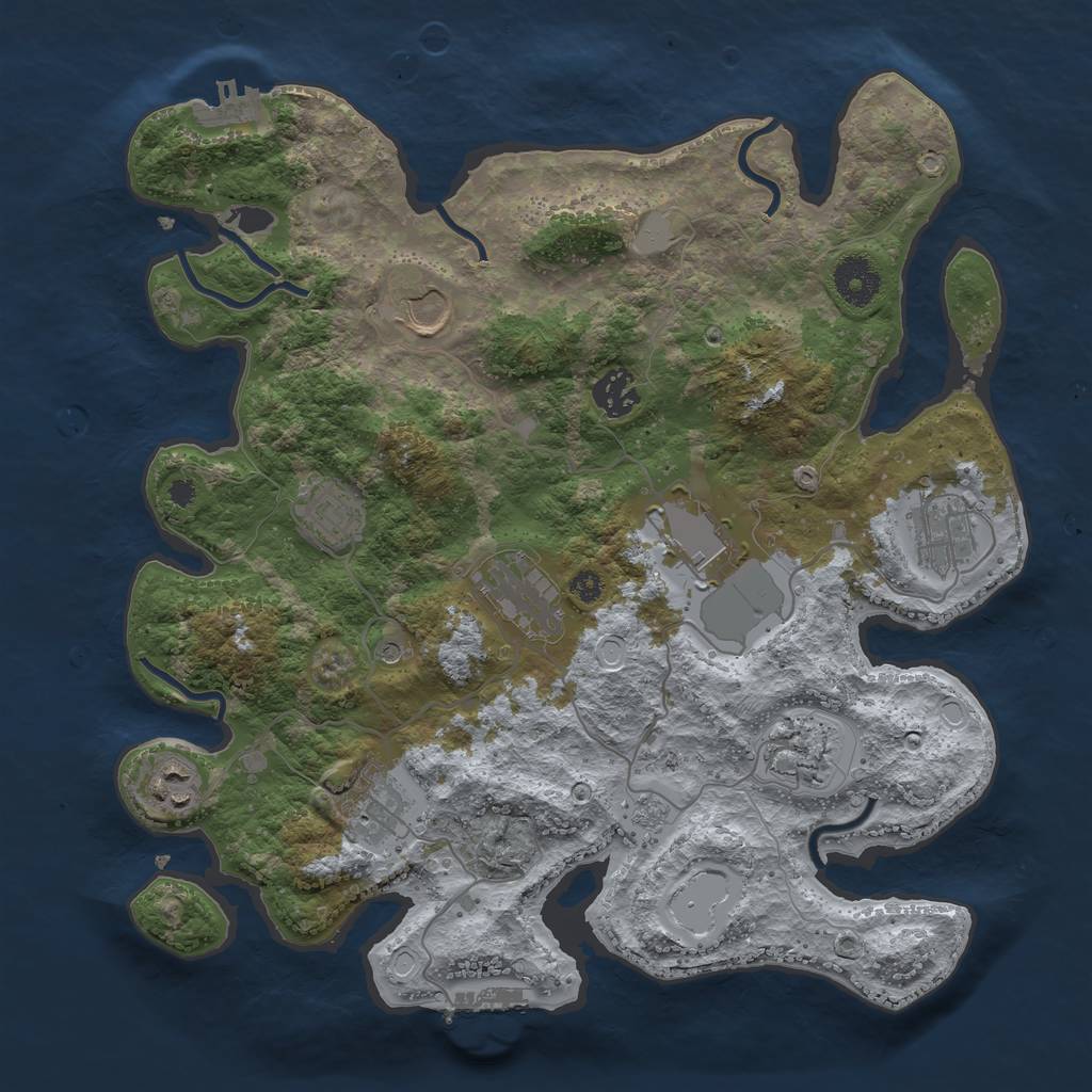 Rust Map: Procedural Map, Size: 3500, Seed: 719682767, 18 Monuments
