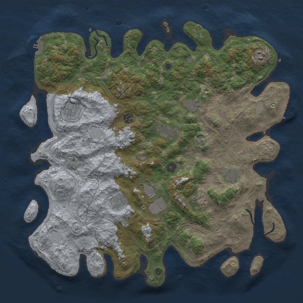 Rust Map: Procedural Map, Size: 4500, Seed: 1215786415, 19 Monuments