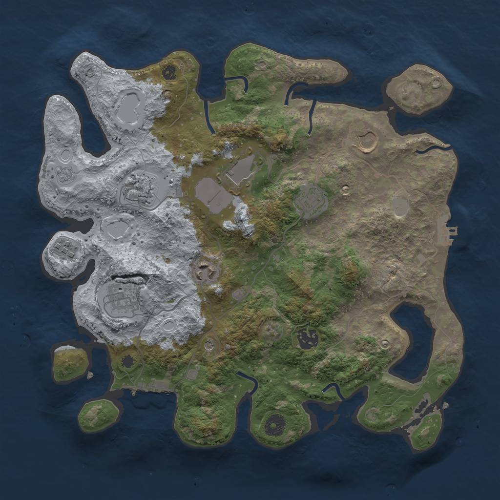 Rust Map: Procedural Map, Size: 3500, Seed: 490207371, 17 Monuments