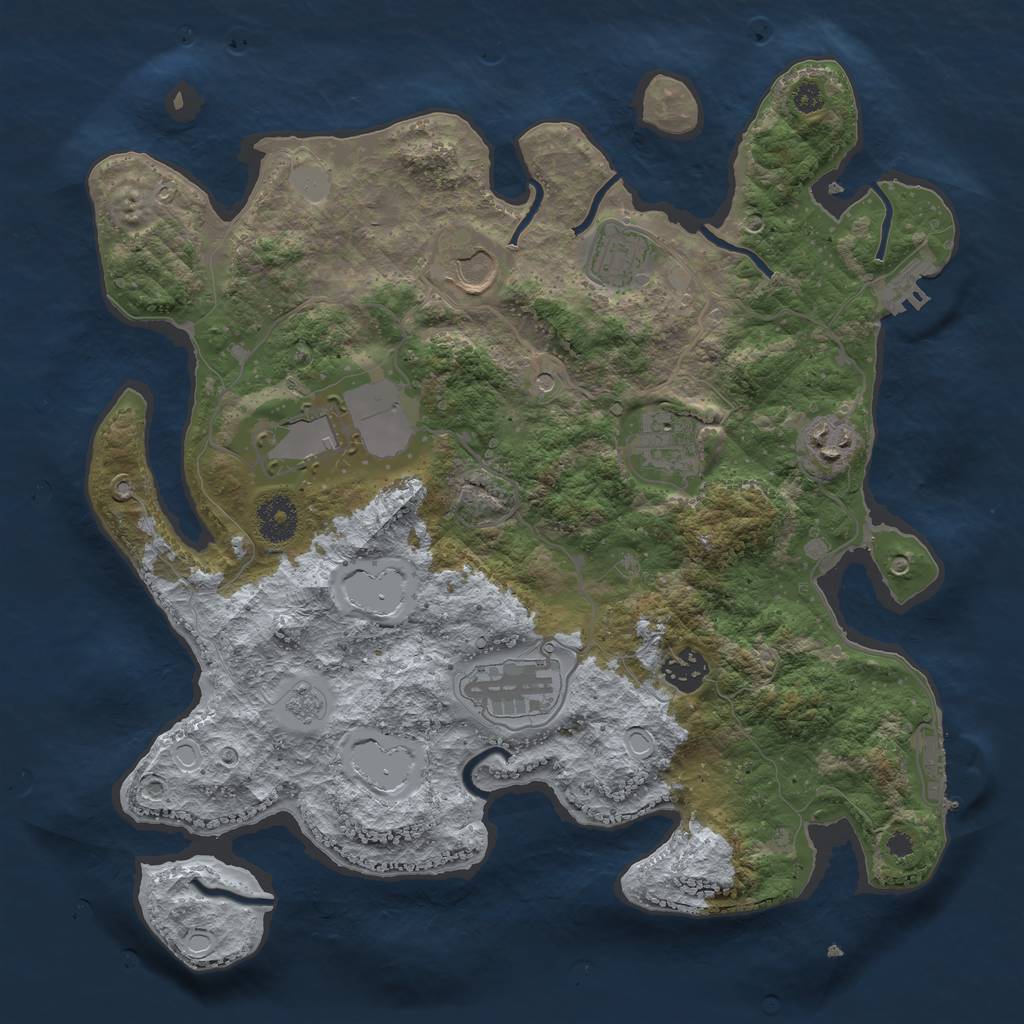 Rust Map: Procedural Map, Size: 3500, Seed: 102834736, 16 Monuments