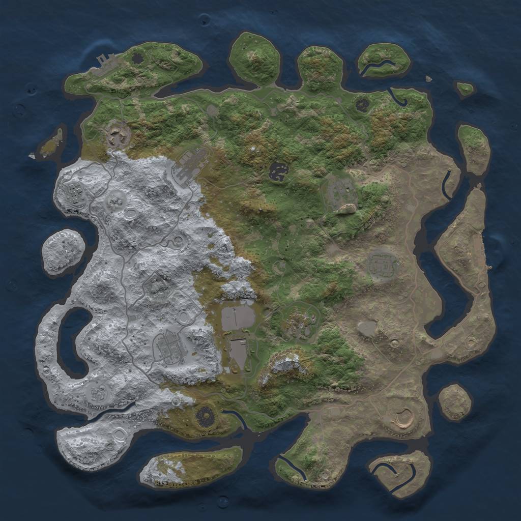 Rust Map: Procedural Map, Size: 4000, Seed: 526896807, 19 Monuments