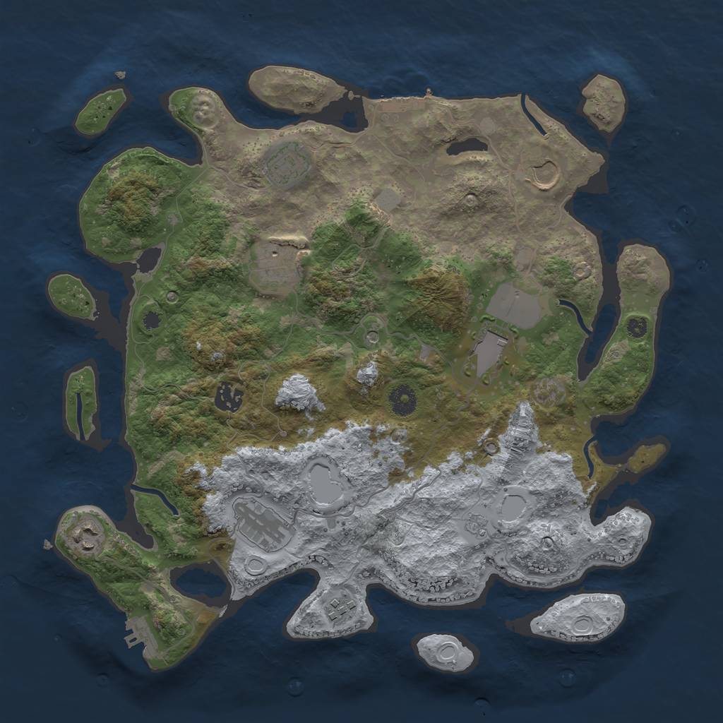Rust Map: Procedural Map, Size: 3700, Seed: 2047979205, 17 Monuments
