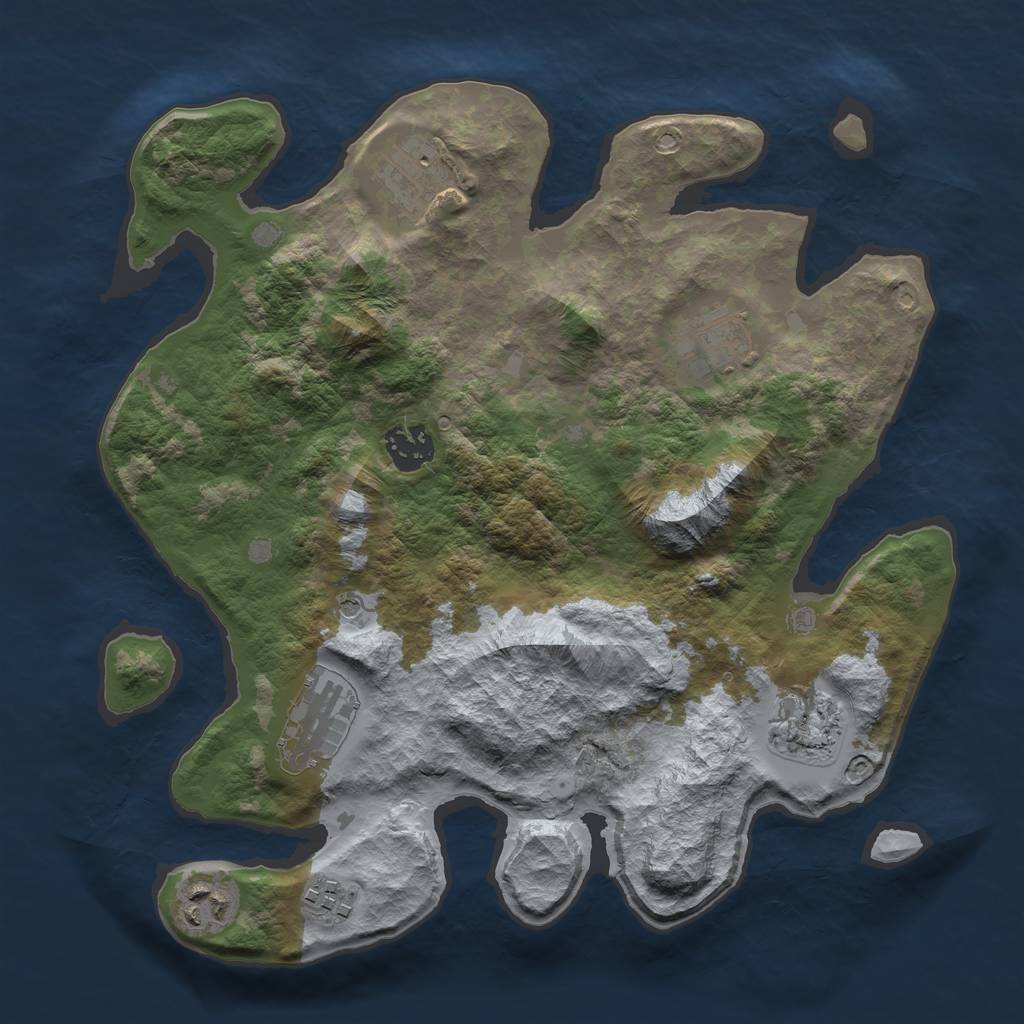 Rust Map: Barren, Size: 3200, Seed: 1776673370, 10 Monuments