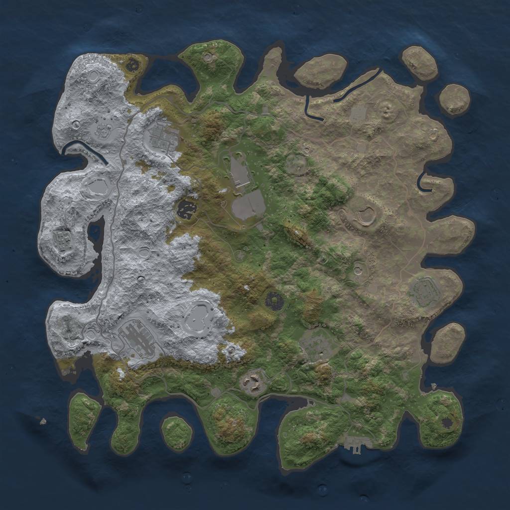 Rust Map: Procedural Map, Size: 4000, Seed: 779582836, 17 Monuments