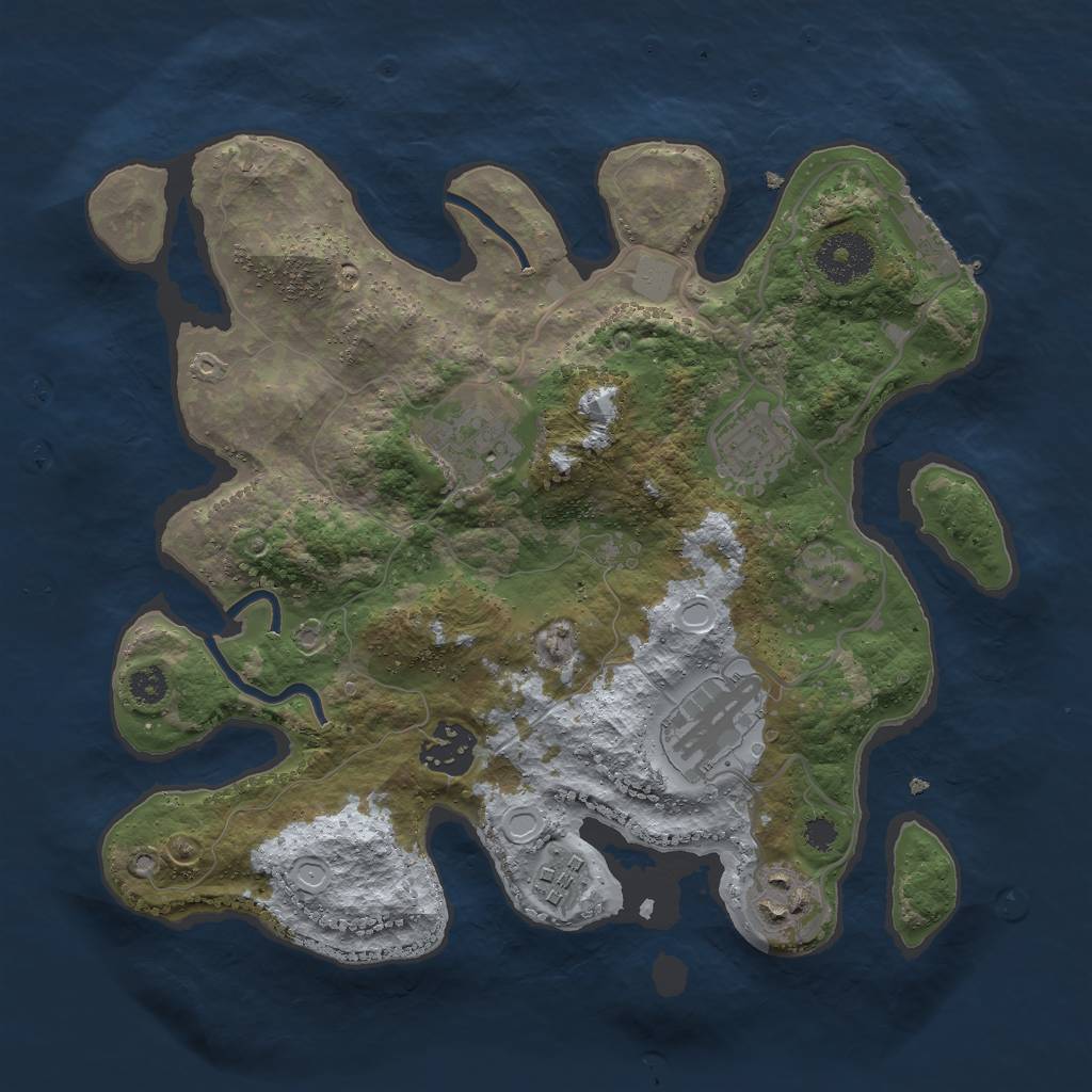 Rust Map: Procedural Map, Size: 3000, Seed: 25246, 12 Monuments