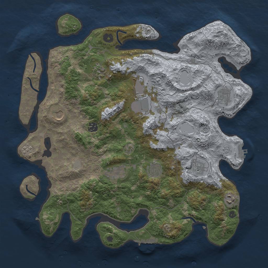 Rust Map: Procedural Map, Size: 4000, Seed: 1029059783, 19 Monuments
