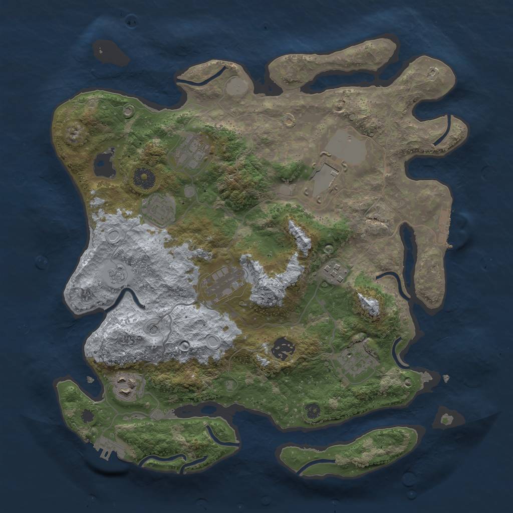 Rust Map: Procedural Map, Size: 3500, Seed: 54314382, 17 Monuments