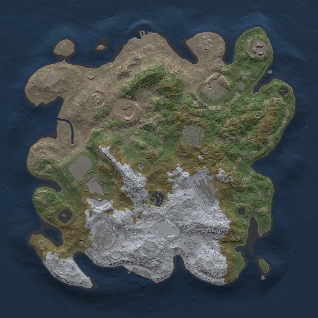 Rust Map: Procedural Map, Size: 3500, Seed: 77058871, 18 Monuments