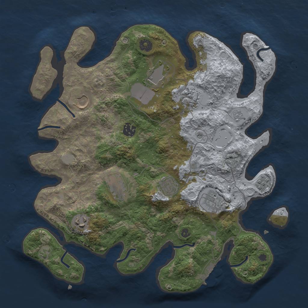Rust Map: Procedural Map, Size: 3500, Seed: 275331327, 17 Monuments