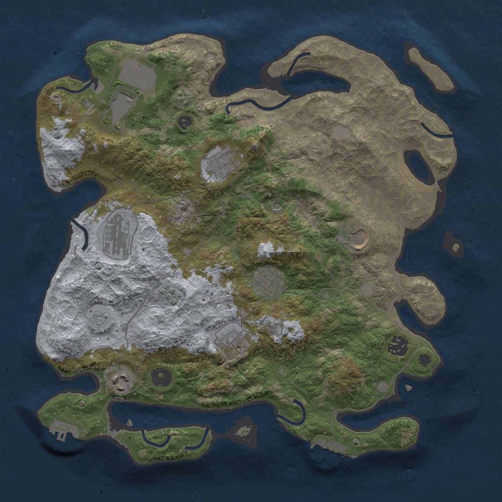 Rust Map: Procedural Map, Size: 3700, Seed: 44431110, 18 Monuments