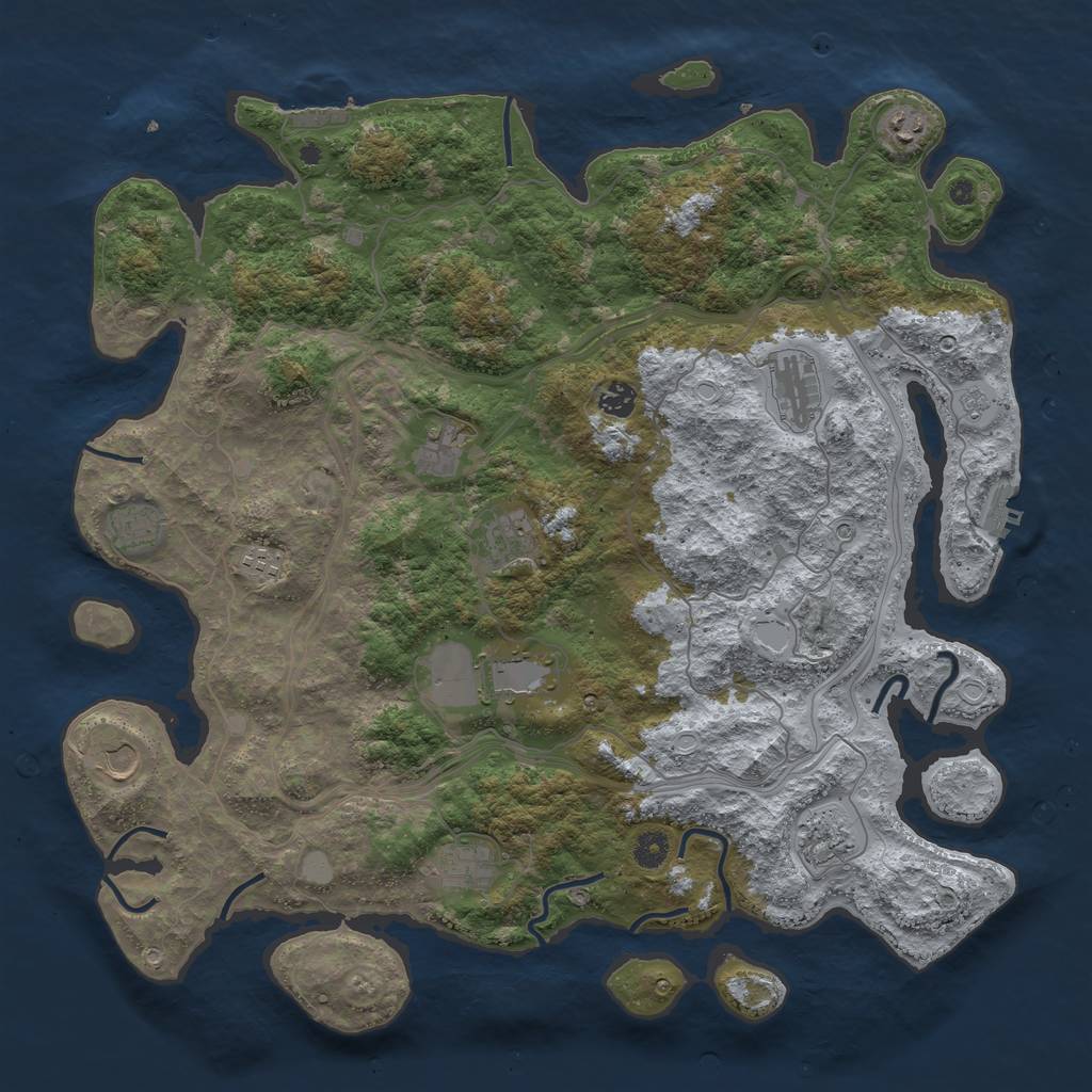 Rust Map: Procedural Map, Size: 4500, Seed: 1363344097, 20 Monuments