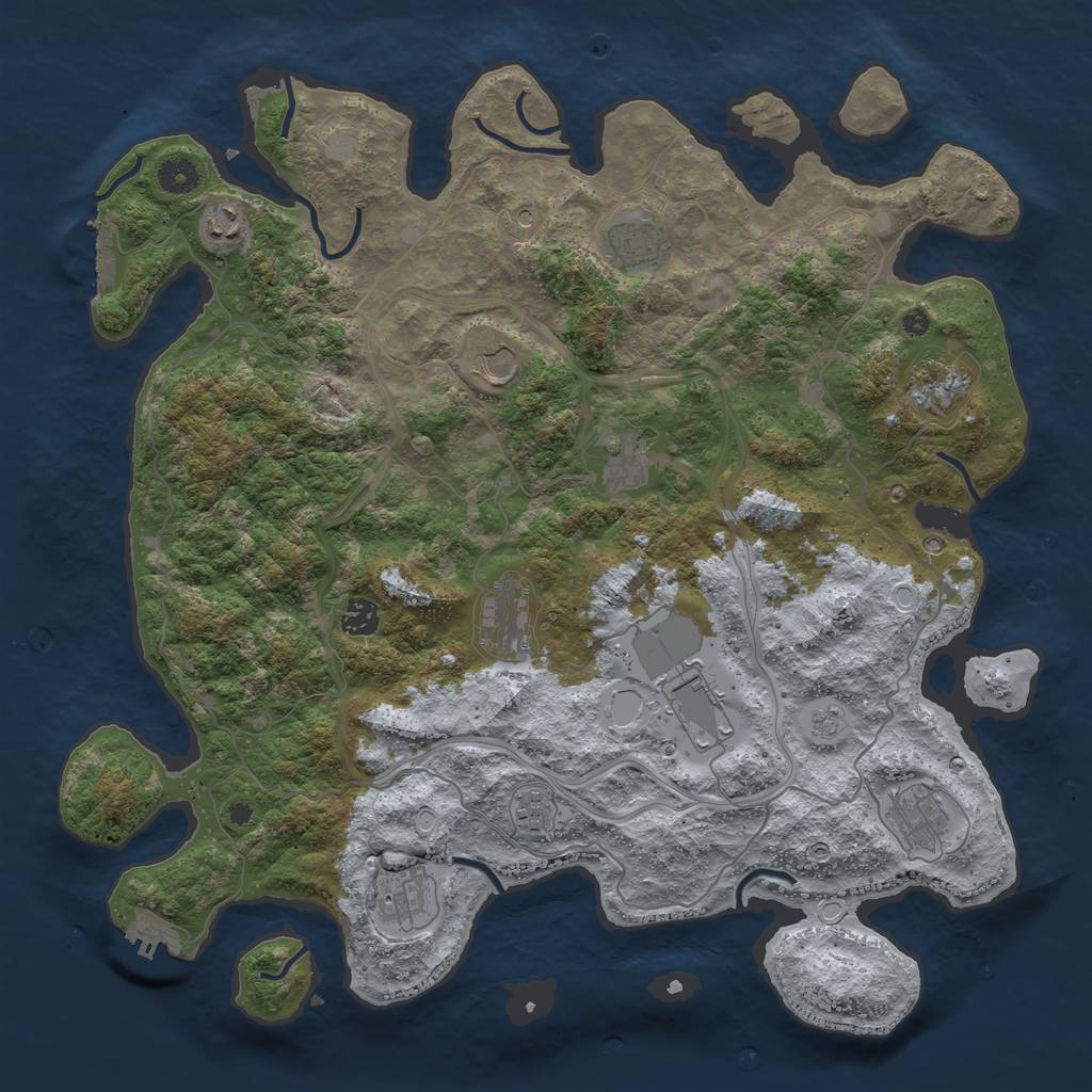 Rust Map: Procedural Map, Size: 4250, Seed: 933256412, 20 Monuments