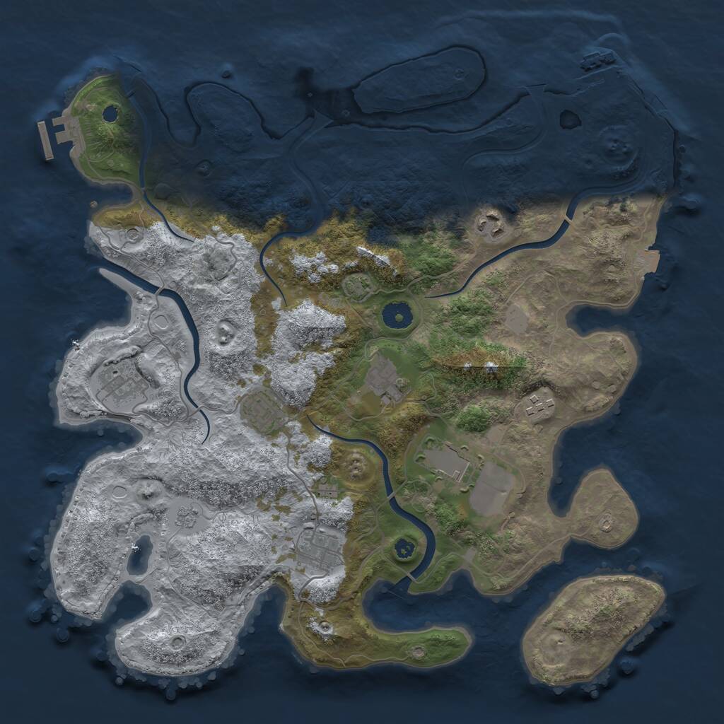 Rust Map: Procedural Map, Size: 3750, Seed: 14077, 13 Monuments