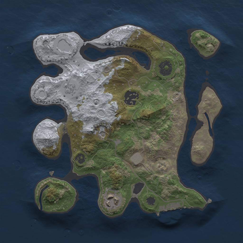 Rust Map: Procedural Map, Size: 2500, Seed: 870, 10 Monuments