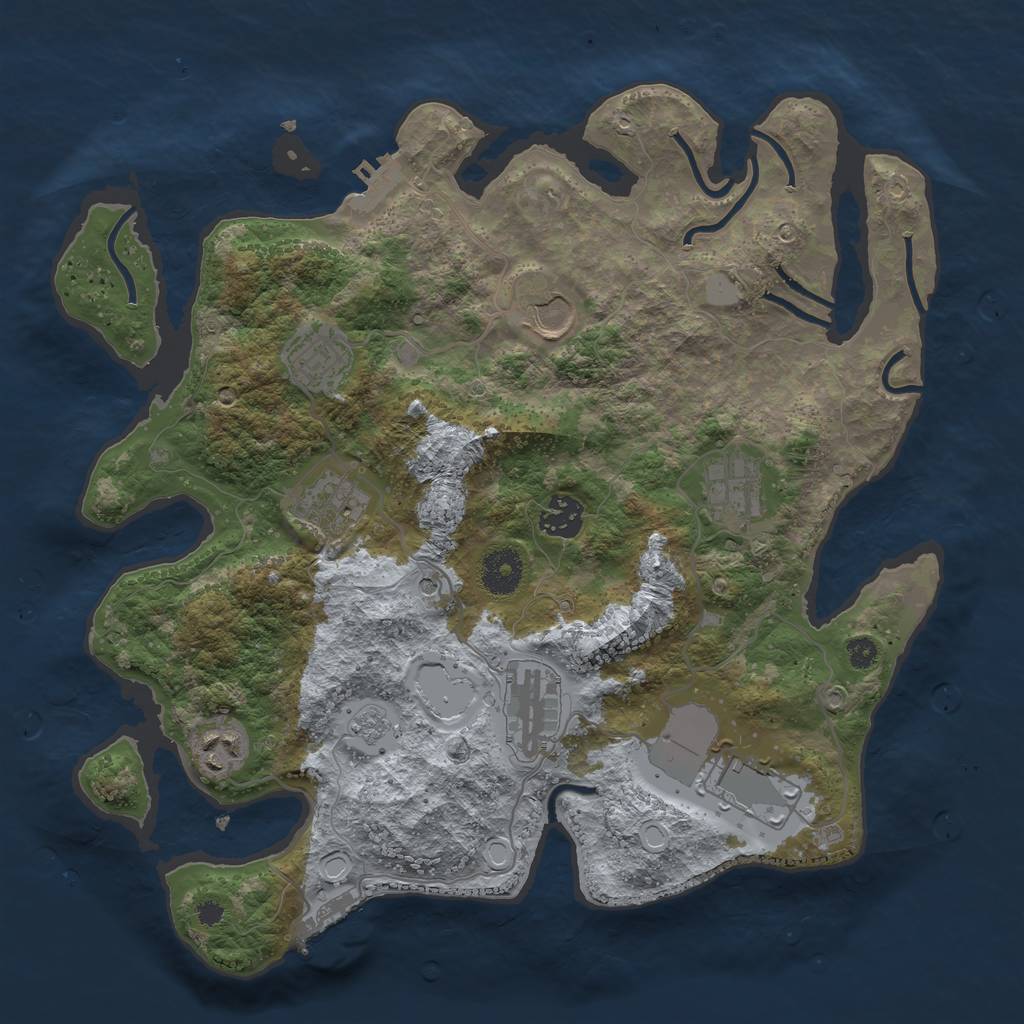 Rust Map: Procedural Map, Size: 3500, Seed: 405393161, 17 Monuments